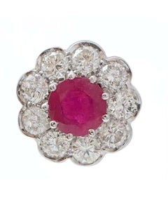 5.13 Carats Diamonds, Rubies, Platinum and 18 Karat White Gold Earrings.