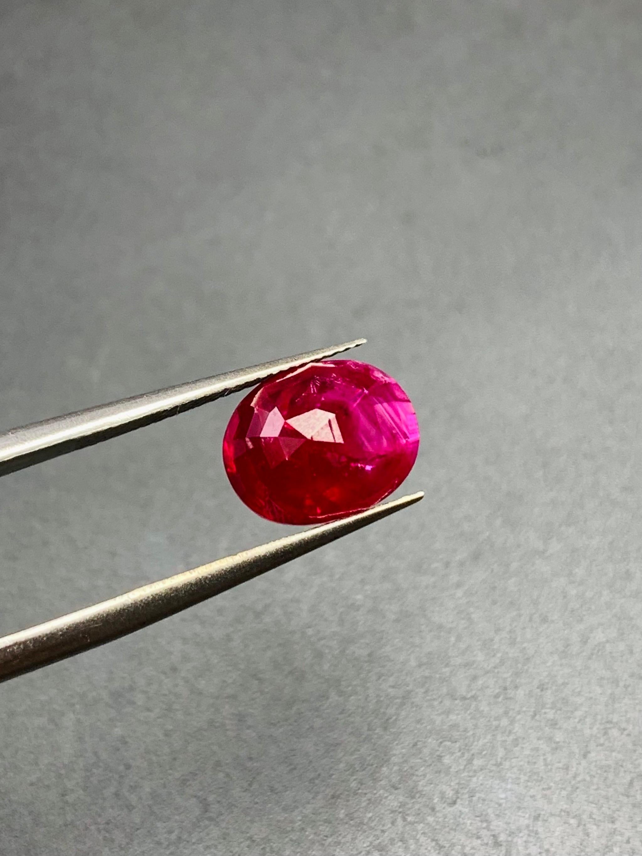 5.13 Ct GRS Zertifikat Natürlicher Burma Mogok Rubin unerhitzter Edelstein Collection im Angebot 5
