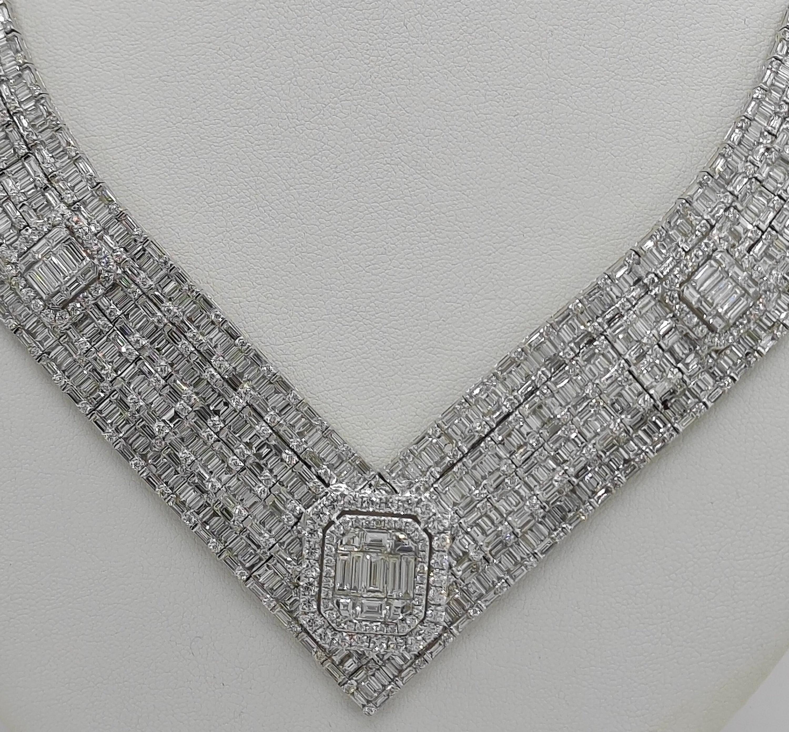 51.32 Carat Diamond White Gold Necklace im Zustand „Neu“ im Angebot in New York, NY