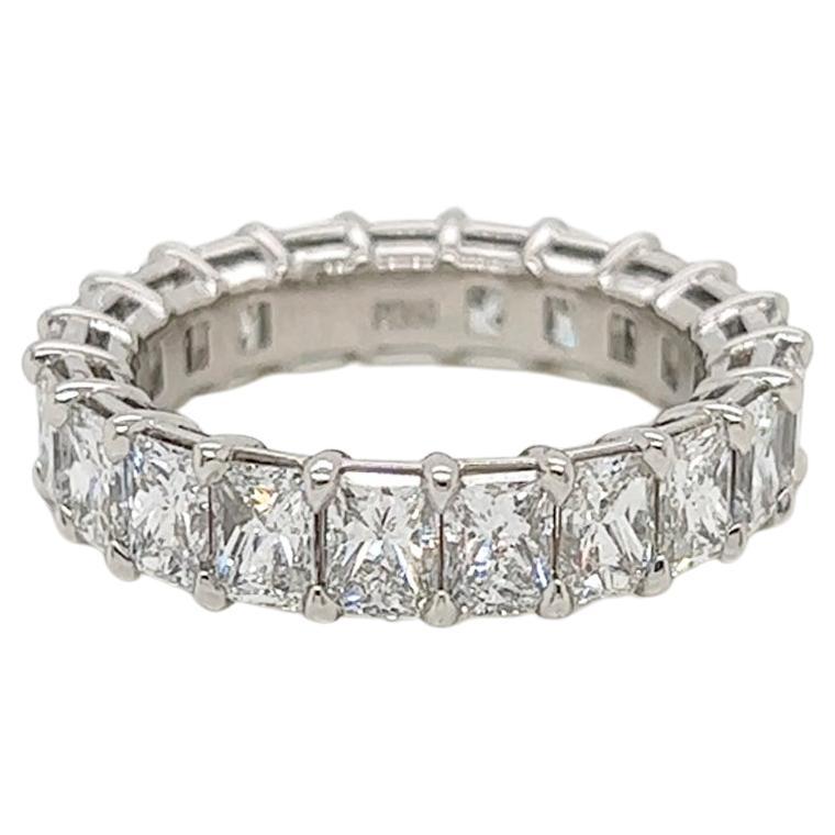 5.13 Total Carat Shared Prong Diamond Eternity Band in Platinum For Sale