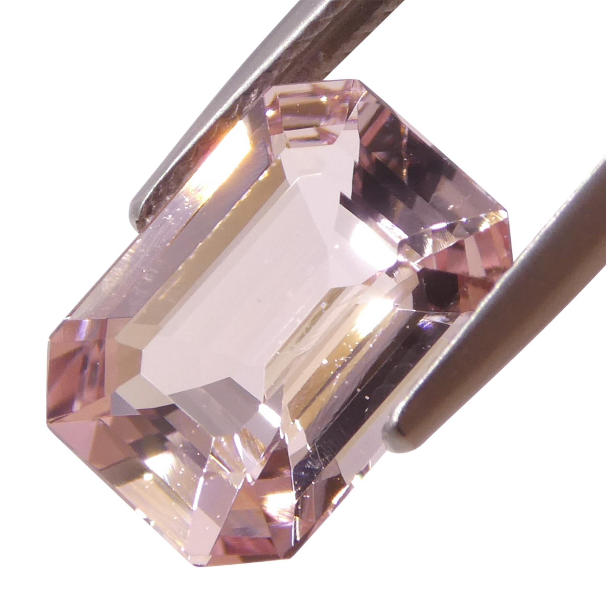 5.13ct Octagonal/Emerald Cut Orangy Pink Morganite For Sale 6