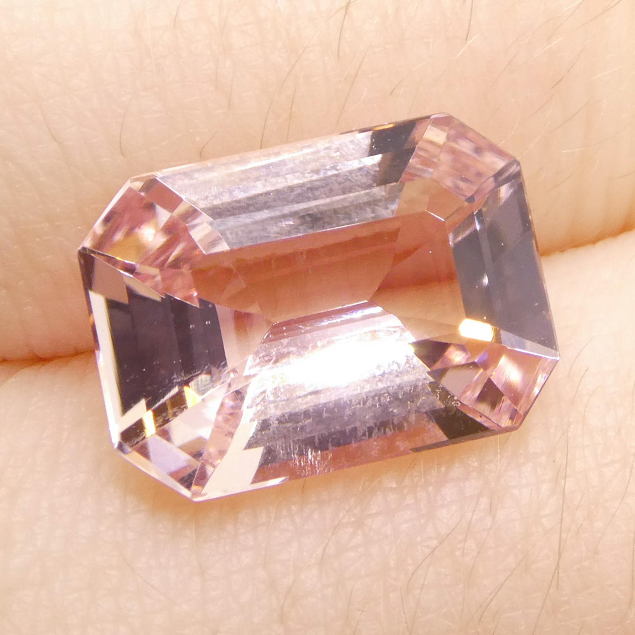 5.13ct Octagonal/Emerald Cut Orangy Pink Morganite For Sale 7