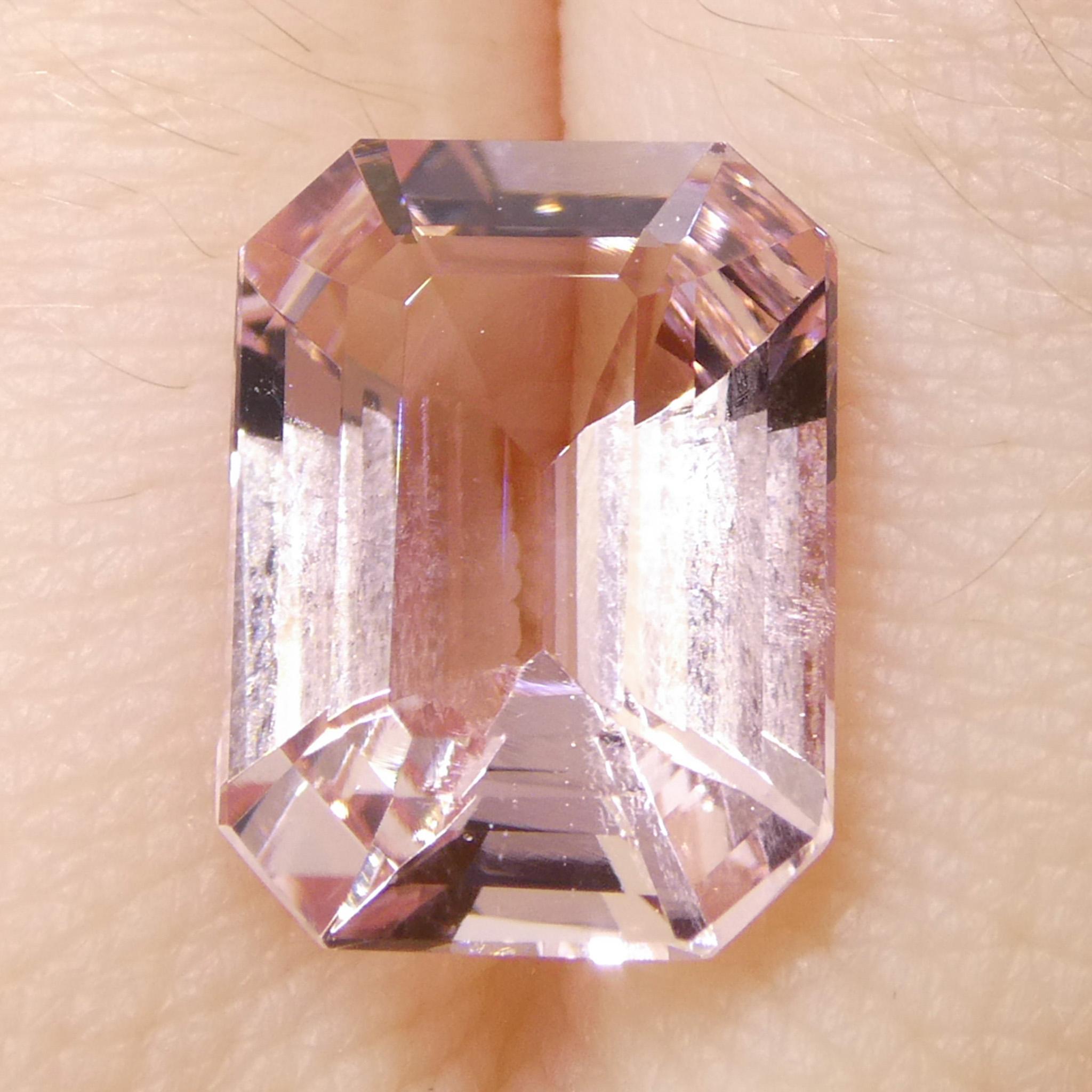 5.13ct Octagonal/Emerald Cut Orangy Pink Morganite For Sale 8