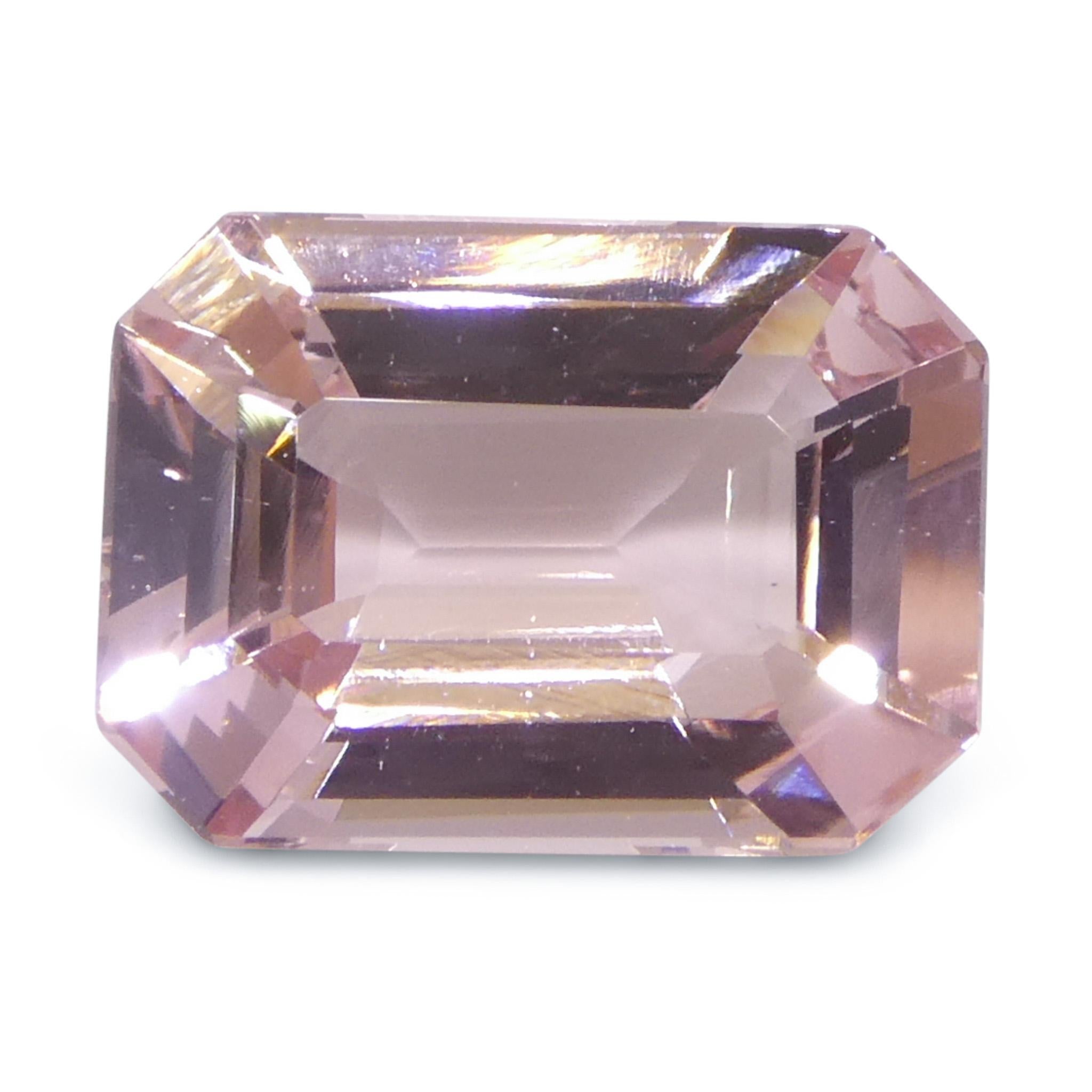Women's or Men's 5.13ct Octagonal/Emerald Cut Orangy Pink Morganite For Sale