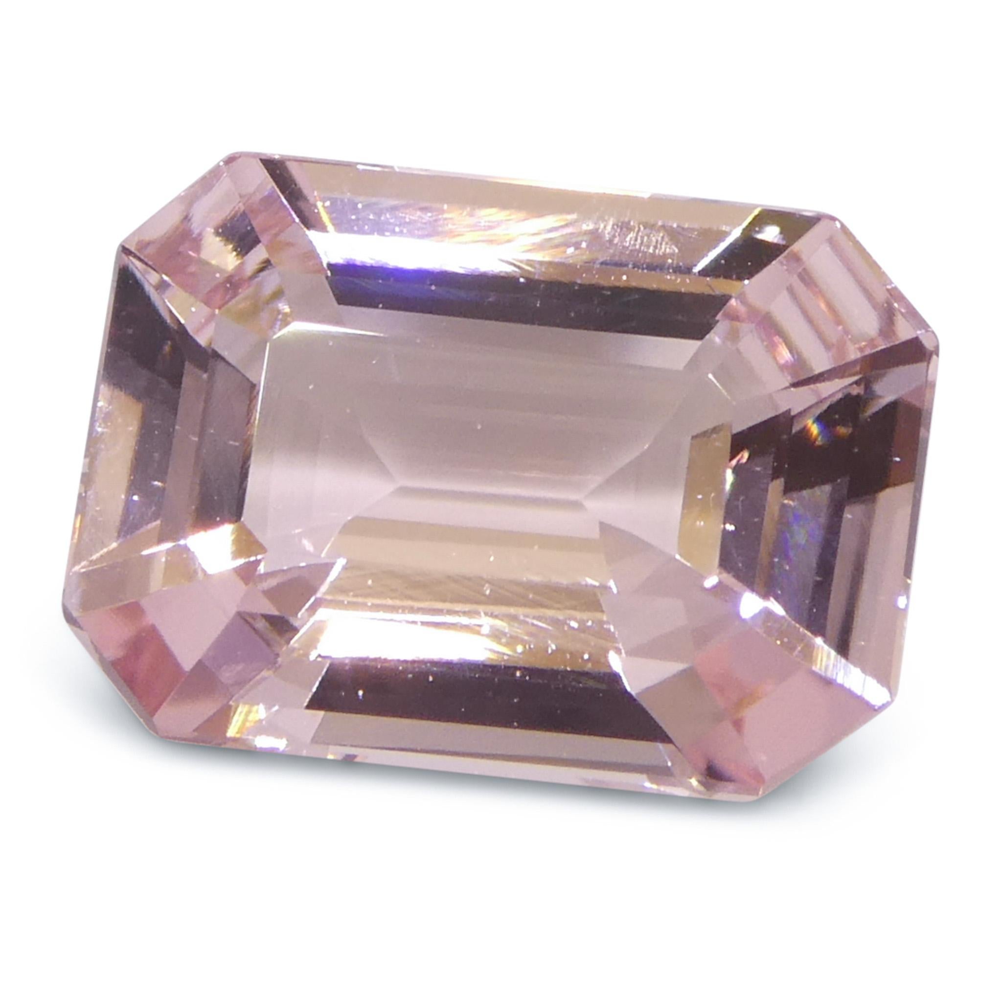 5.13ct Octagonal/Emerald Cut Orangy Pink Morganite For Sale 1