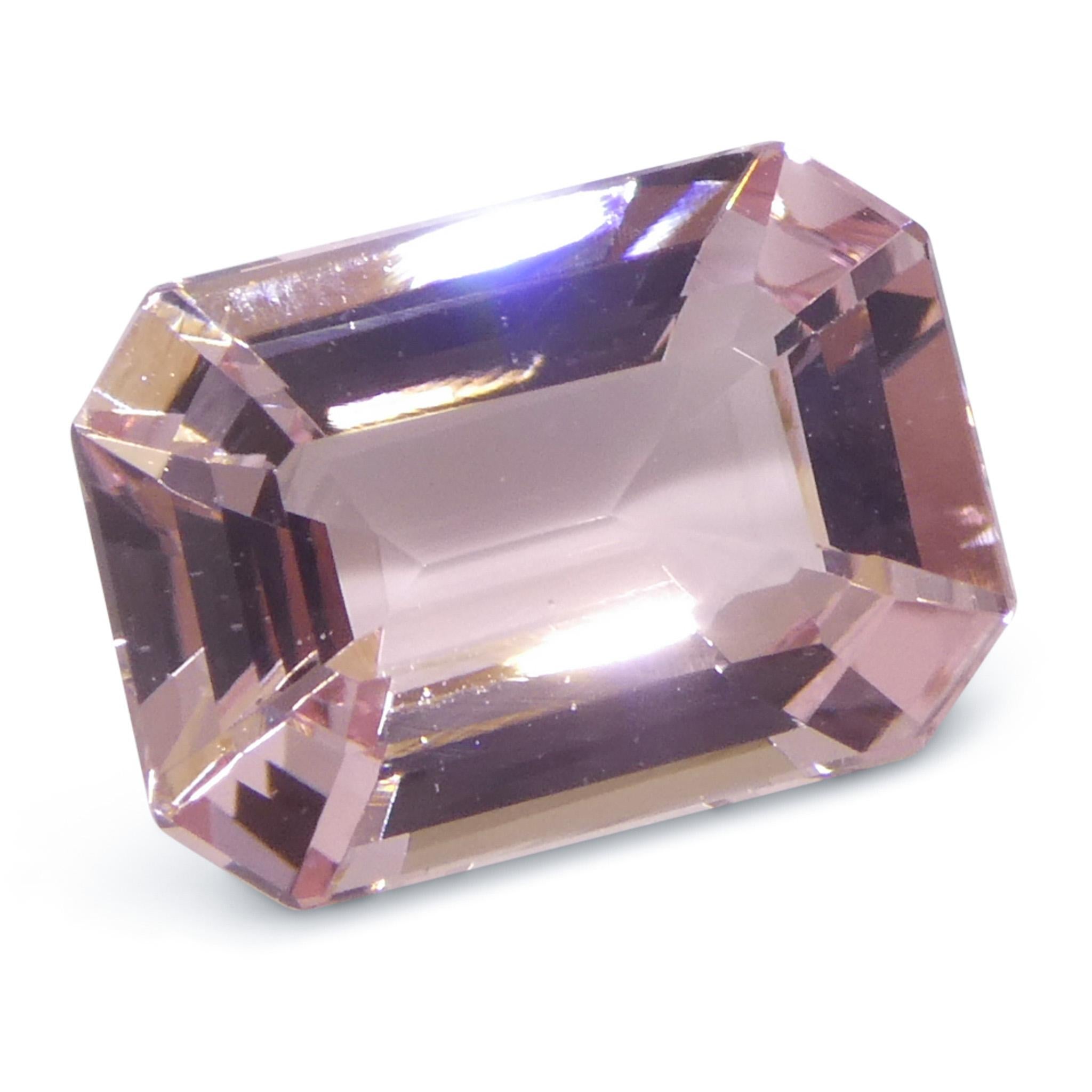 5.13ct Octagonal/Emerald Cut Orangy Pink Morganite For Sale 2