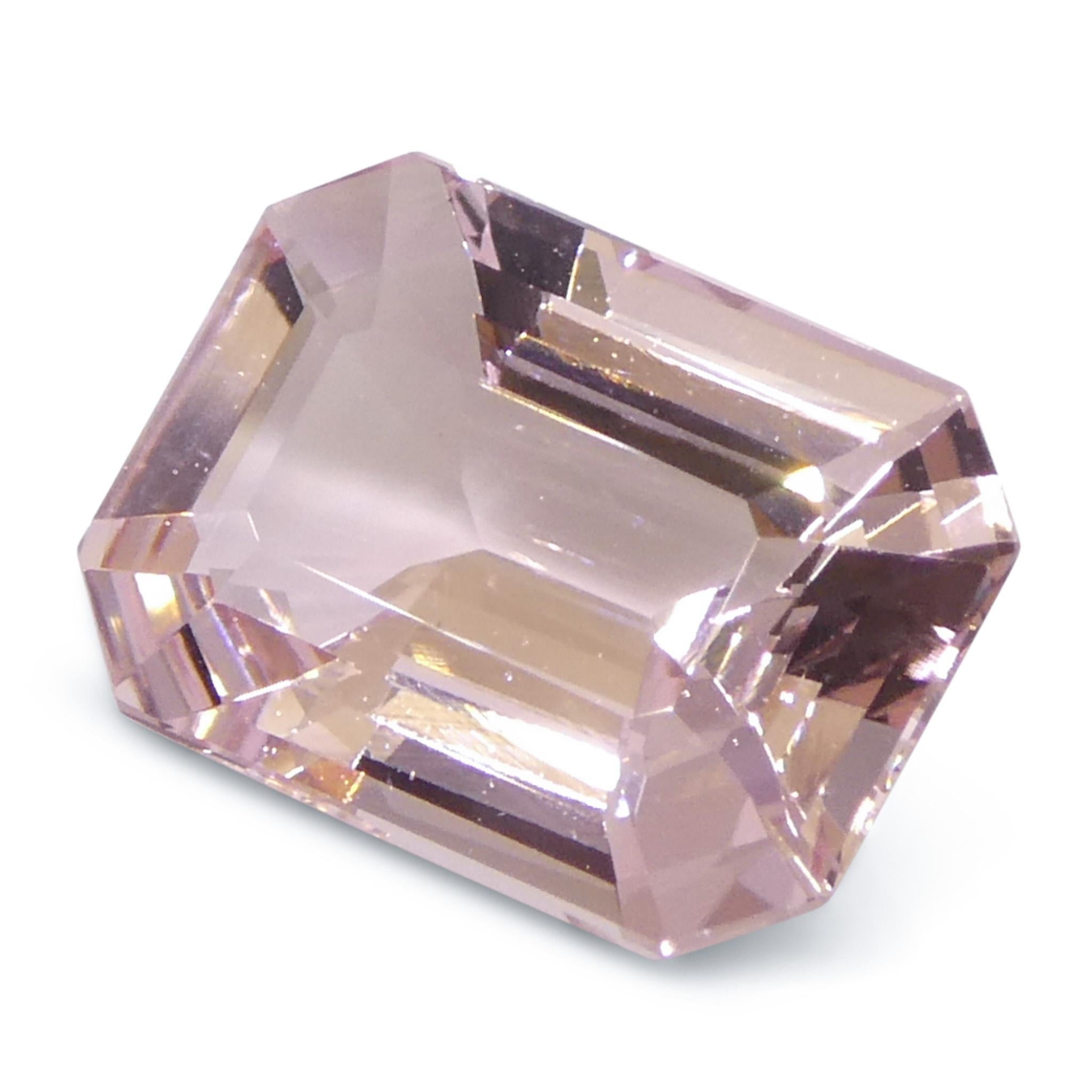 5.13ct Octagonal/Emerald Cut Orangy Pink Morganite For Sale 3