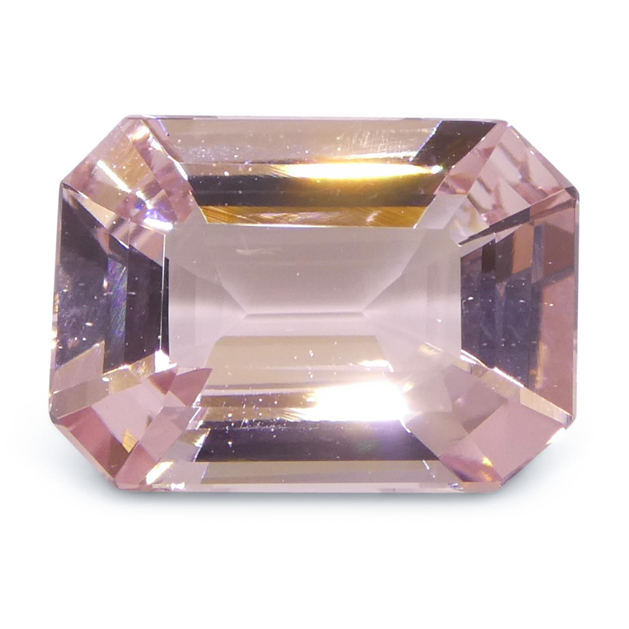5.13ct Octagonal/Emerald Cut Orangy Pink Morganite For Sale 4