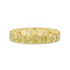 Roman Malakov Cushion Cut Intense Natural Yellow Diamond Eternity Wedding Band