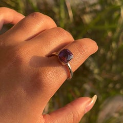 5,14 Karat Cushion Cut Natural Amethyst Edelstein Ring in 925 Silber für Mama Geschenk