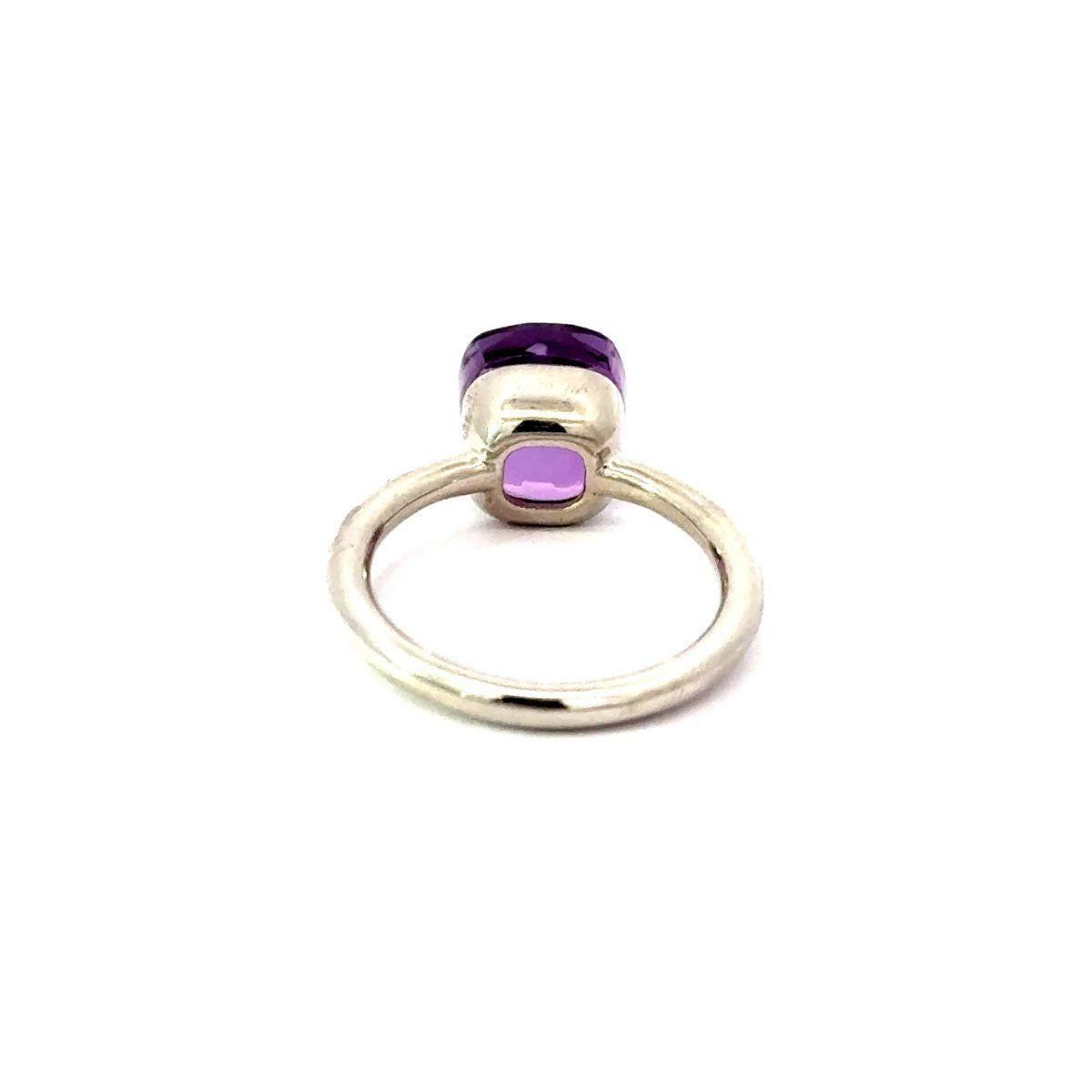 For Sale:  5.14 carat Cushion Cut Natural Amethyst Gemstone Ring in 925 Silver for Mom Gift 8