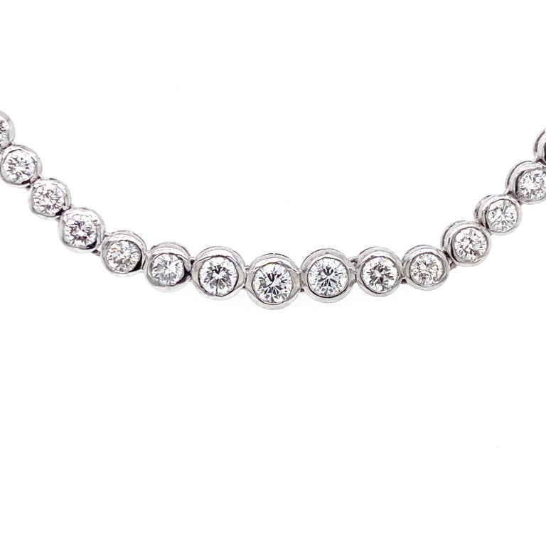 5.14 Carat Diamond Platinum Riviera Bezel Set Necklace at 1stDibs