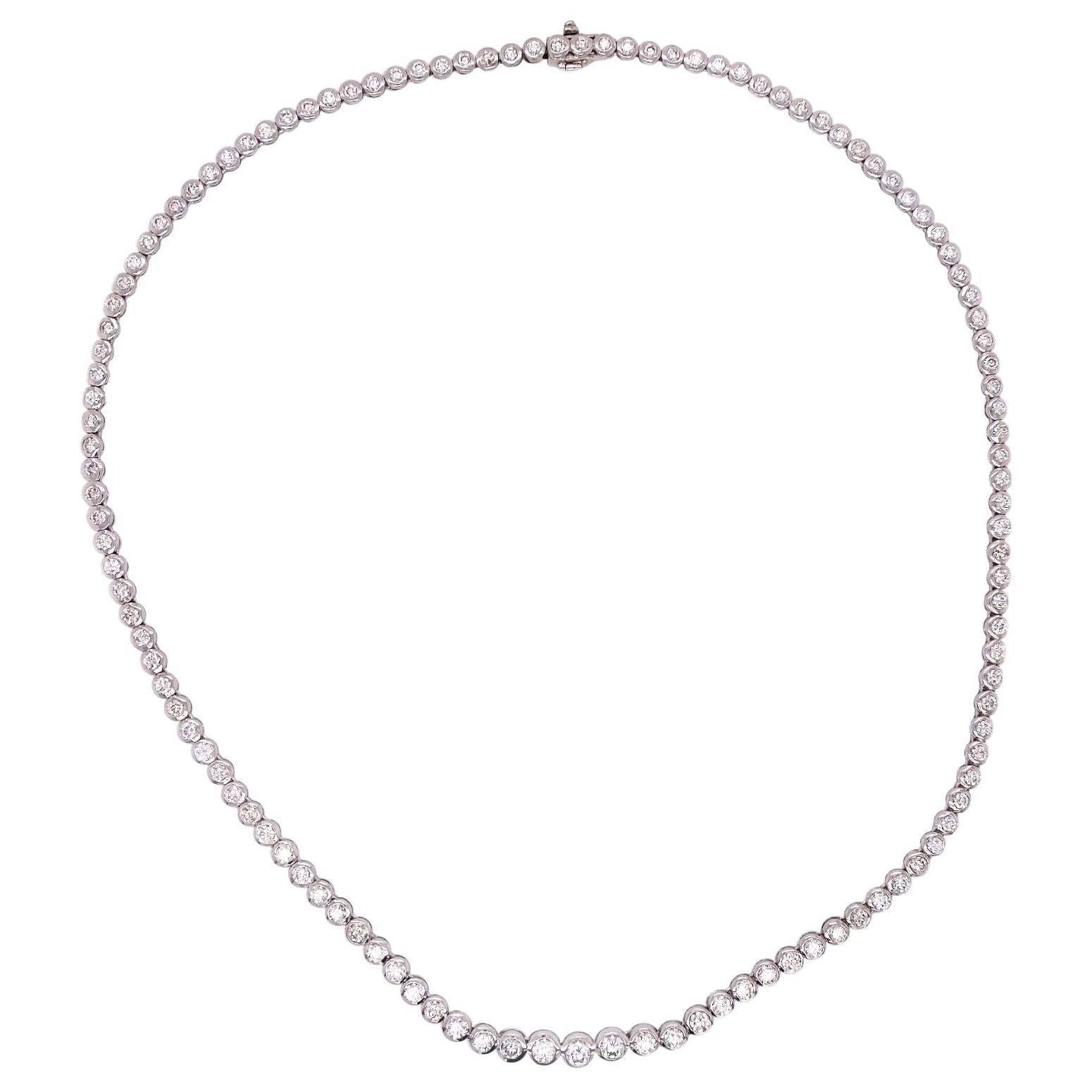 5.14 Carat Diamond Platinum Riviera Bezel Set Necklace