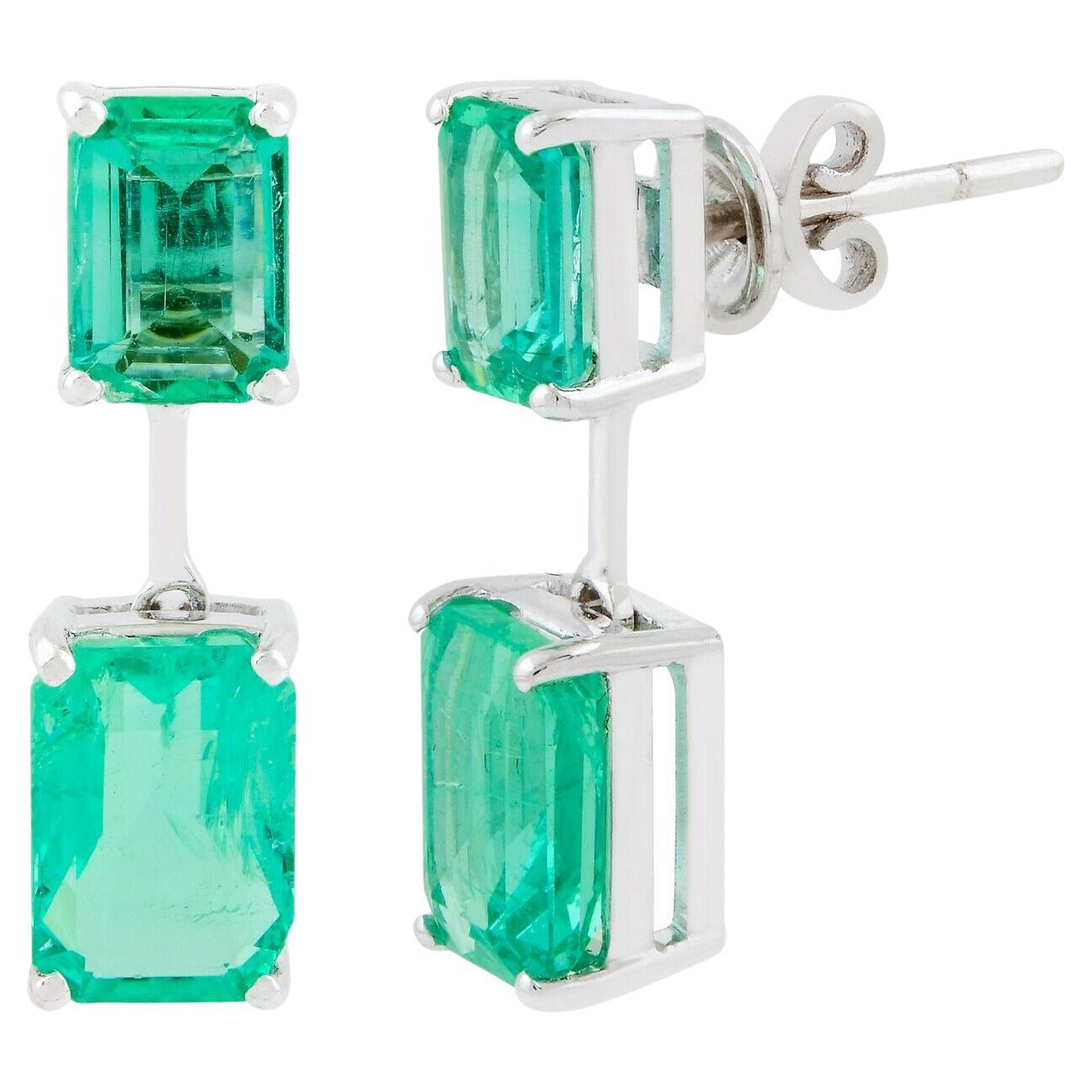 5.14 Carat Emerald 14 Karat Gold Stud Earrings For Sale