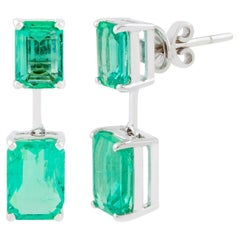 5.14 Carat Emerald 14 Karat Gold Stud Earrings