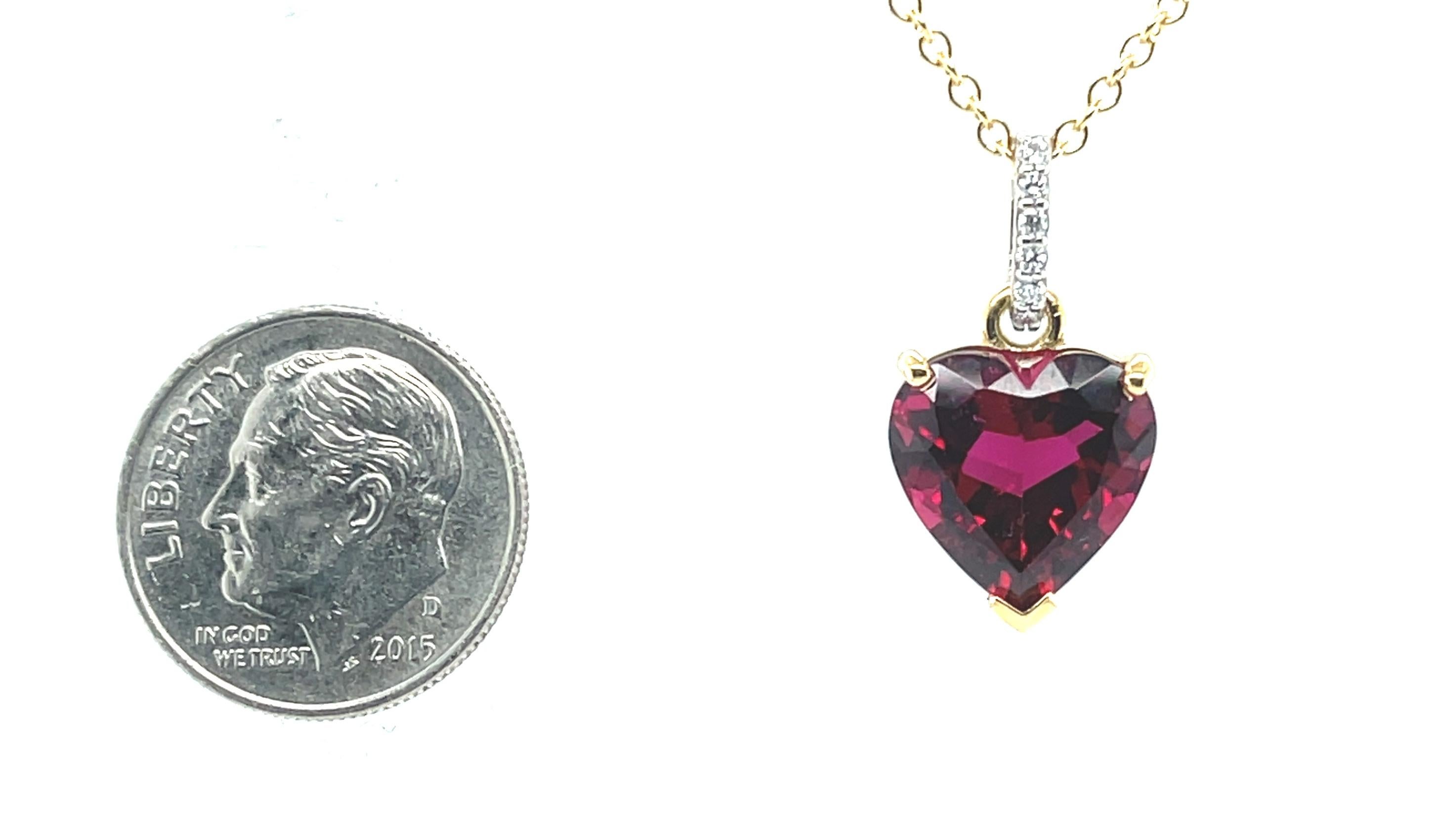 Heart Cut 5.14 Carat Heart Shaped Rubellite Tourmaline & Diamond Necklace  For Sale