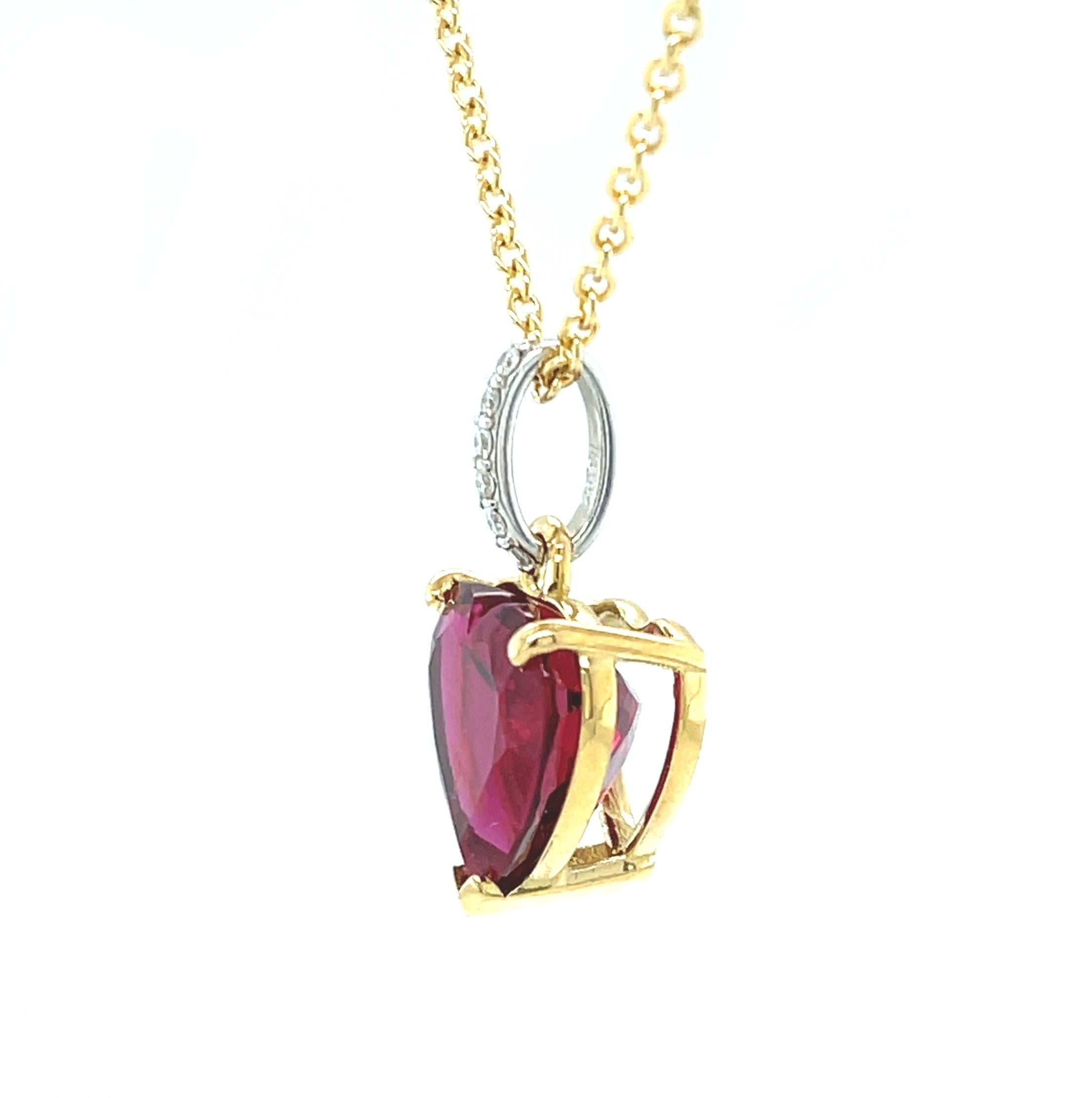 Collier en forme de cœur de 5,14 carats en tourmaline rubellite et diamant en vente 2