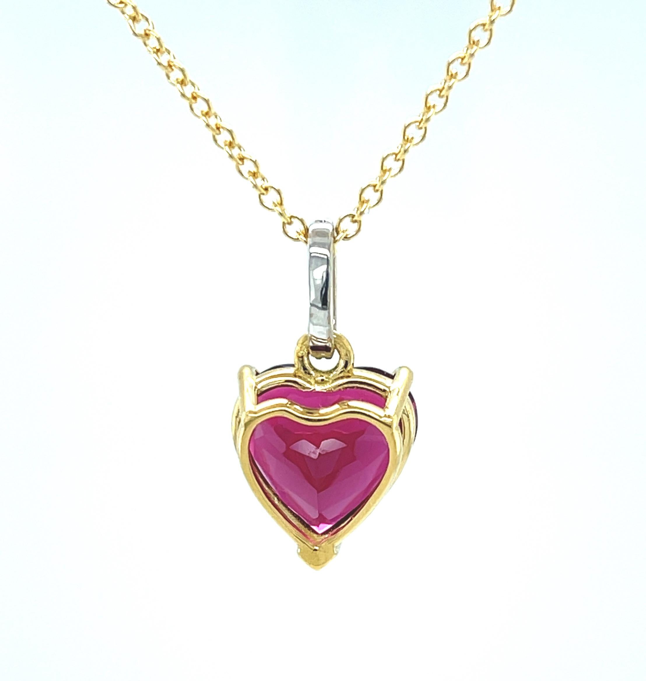 Collier en forme de cœur de 5,14 carats en tourmaline rubellite et diamant en vente 3