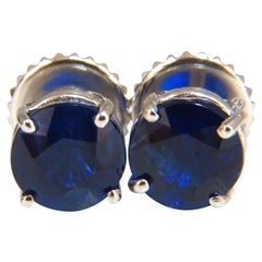 5.14 Carat Natural Vivid Kashmere Blue Kyanite Stud Earrings 14 Karat