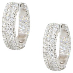 5.14 Carat Round Diamond Inside Out Hoop Earrings 18 Karat in Stock
