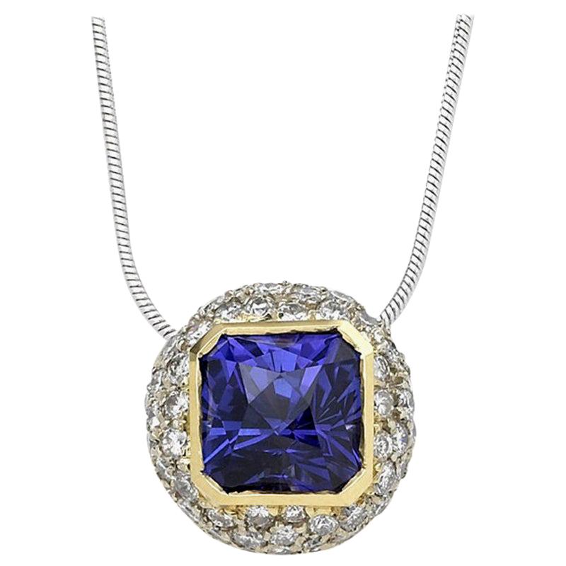 5.14 Carat Tanzanite and DIA Pendant, 18 Karat W, 1990s, Ben Dannie