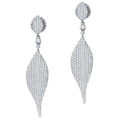 5.14 Carat Total Weight Diamond Modern Leaf Dangle Earrings in 14 Karat Gold 5.14 Carat Total Weight Diamond Modern Leaf Dangle Earrings in 14 Karat Gold
