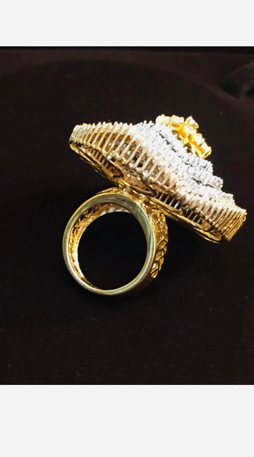 5.14 Quilates Diamantes Naturales Anillo Cóctel Oro Corte mixto en venta
