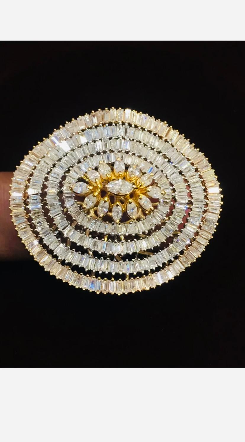 5.14 Quilates Diamantes Naturales Anillo Cóctel Oro en venta 3
