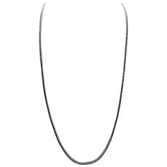 5.14 Carats Sapphire Tennis Necklace 14 Karat White Gold 22''