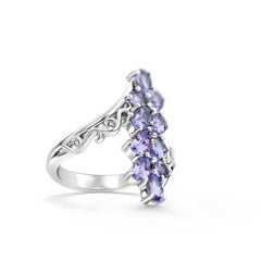Natural Tanzanite Ring 925 Sterling Silver Bridal Wedding Ring Gift For Her