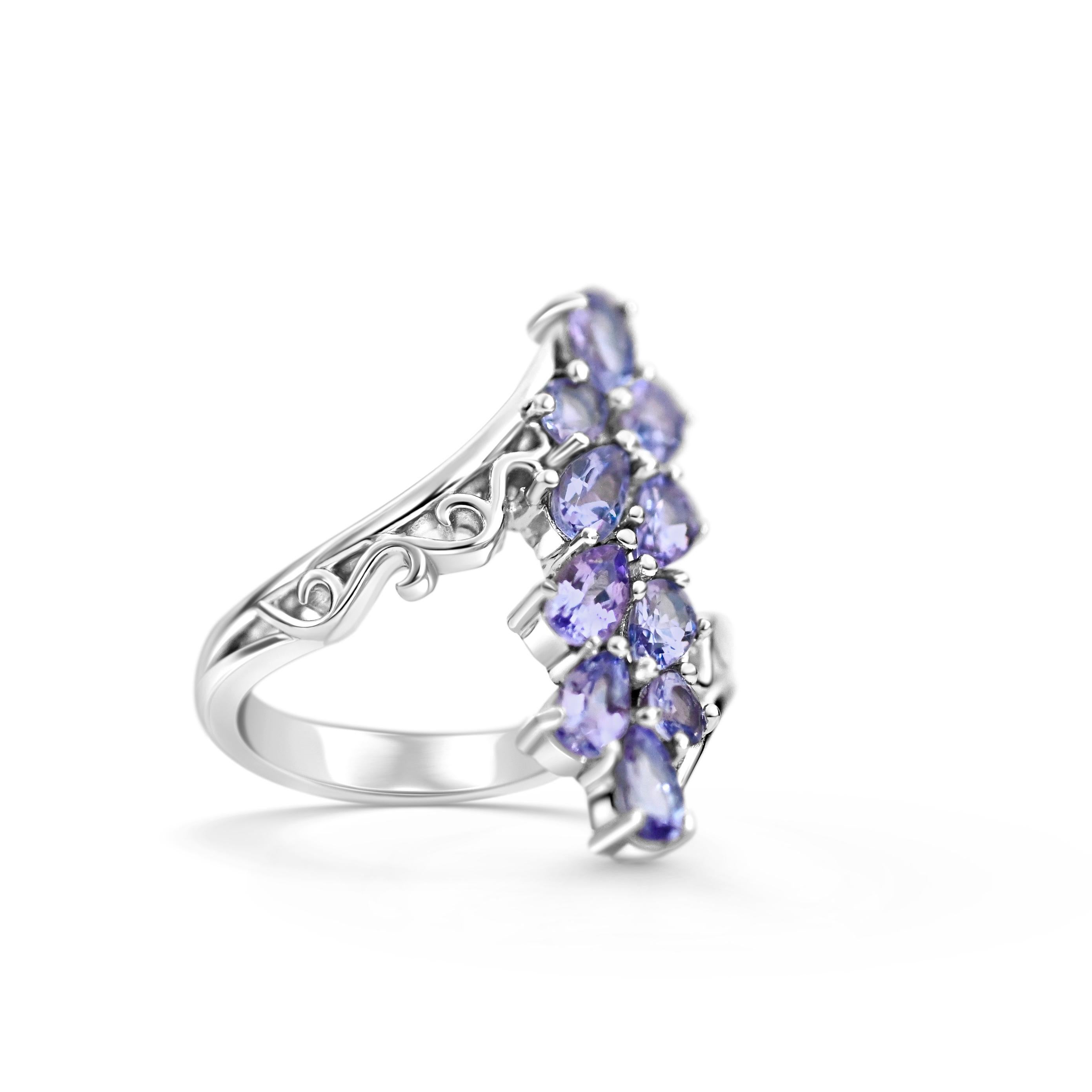 Taille poire Bague en Tanzanite Naturelle Argent 925 Bague de Mariage Cadeau pour Elle en vente