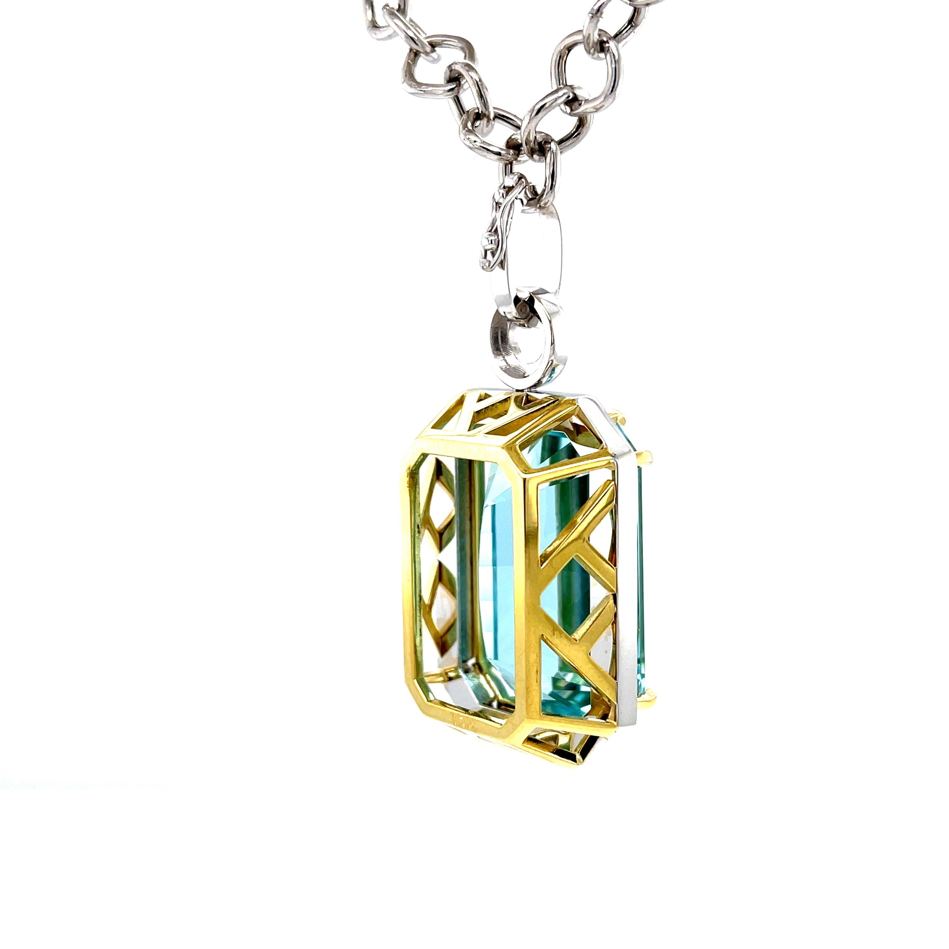 aquamarine emerald cut necklace