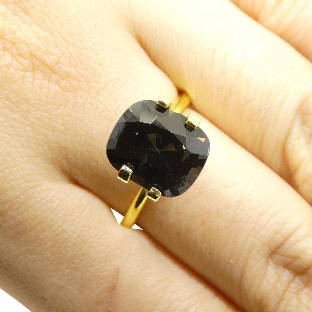 Taglio brillante 5.14ct Spinello grigio rettangolare a cuscino dalla Birmania in vendita