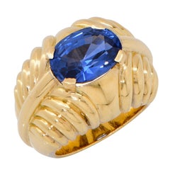 Bague Boucheron Paris en or 18 carats avec saphir de Birmanie de 5,15 carats, sans chaleur, de qualité AGL