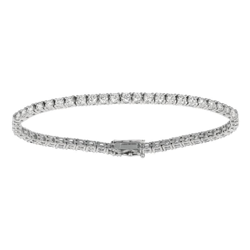 Contemporain Bracelet tennis en or blanc 14 carats avec 52 pierres et diamants de 5,15 carats G SI en vente