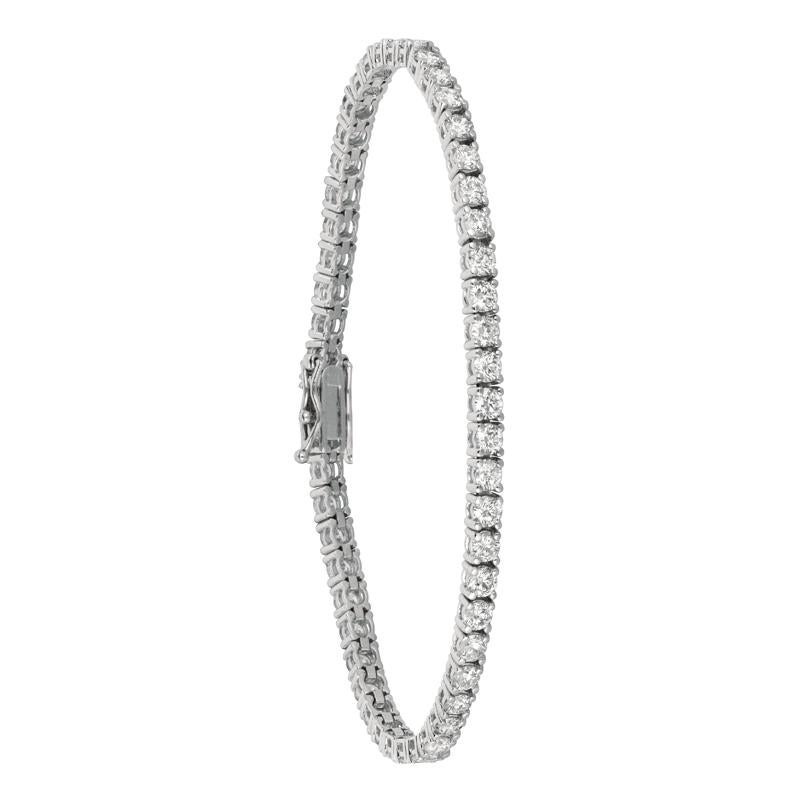 Taille ronde Bracelet tennis en or blanc 14 carats avec 52 pierres et diamants de 5,15 carats G SI en vente