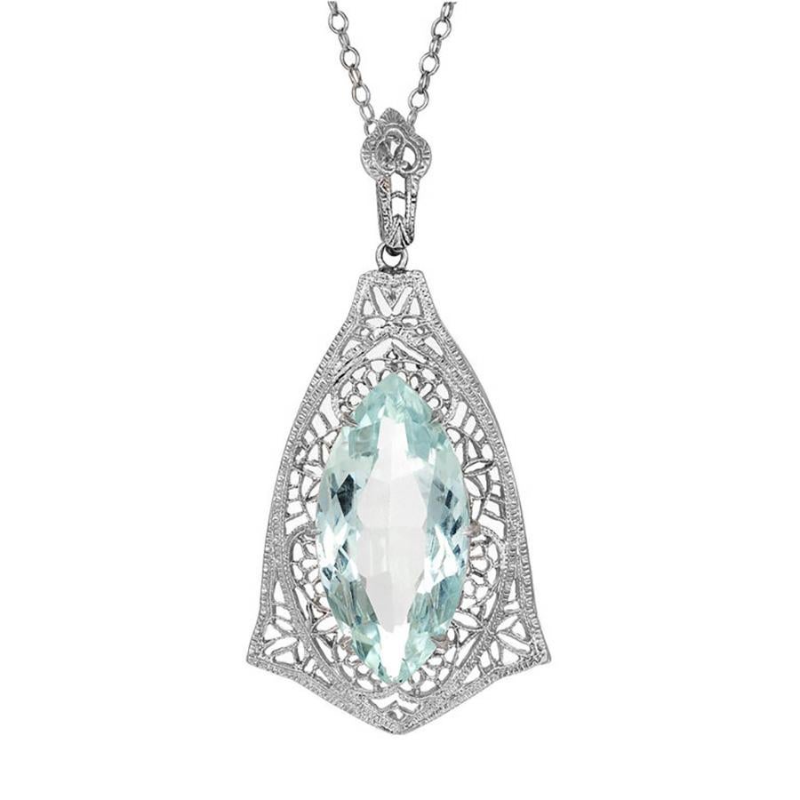 Collier filigrane en or blanc, avec pendentif 