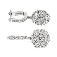 Pendientes Flor Diamante Natural 5,15 Quilates G SI Oro Blanco 14 Kilates