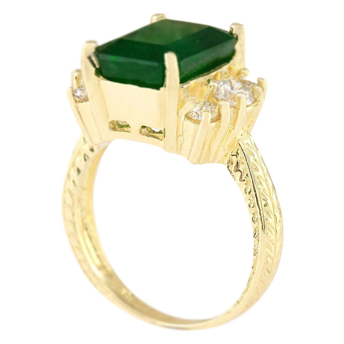 5.15 Carat Natural Emerald 18 Karat Yellow Gold Diamond Ring In New Condition For Sale In Los Angeles, CA