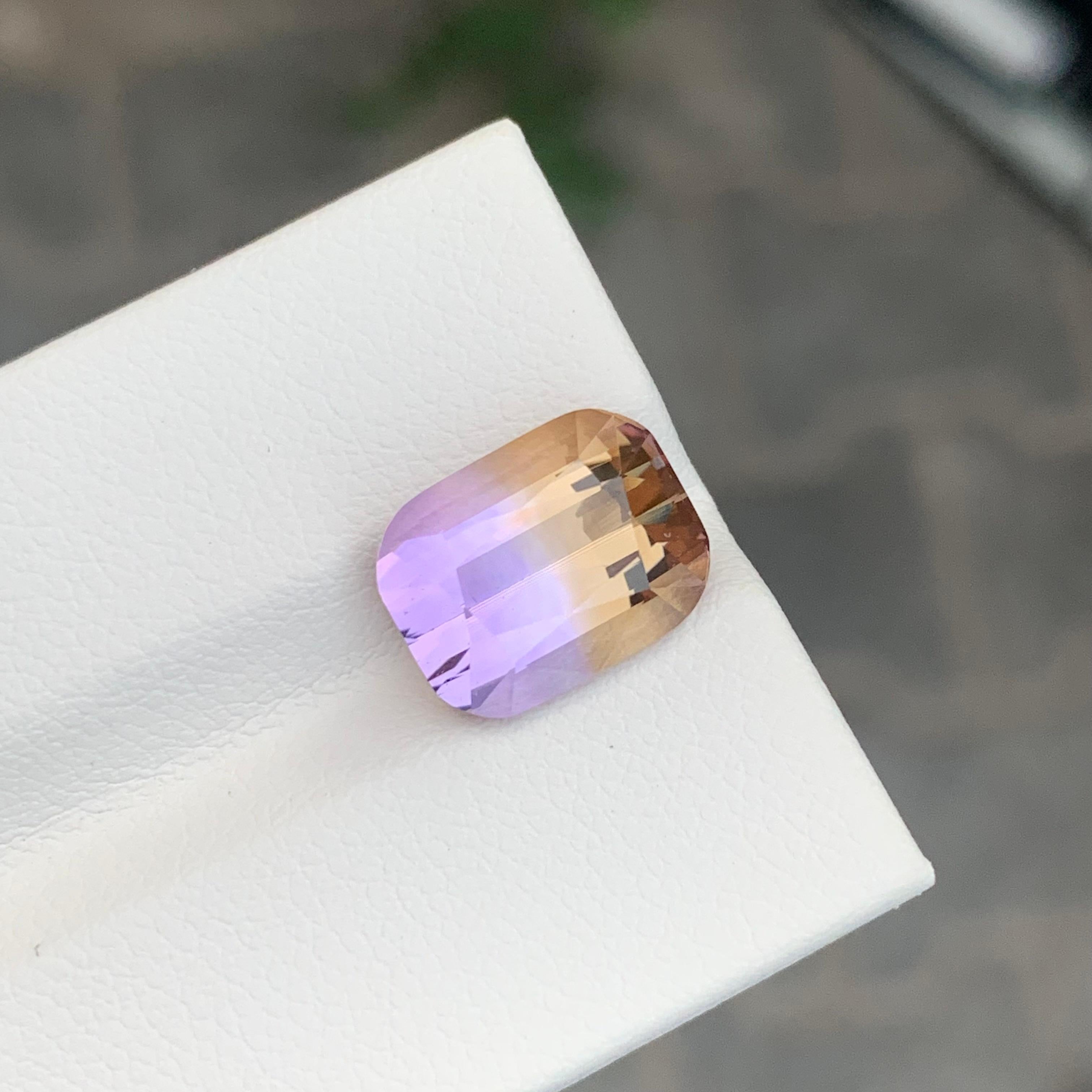 Arts and Crafts 5.15 Carat Natural Faceted Ametrine Cushion Shape Gemstone (Amétrine à facettes en forme de coussin) en vente