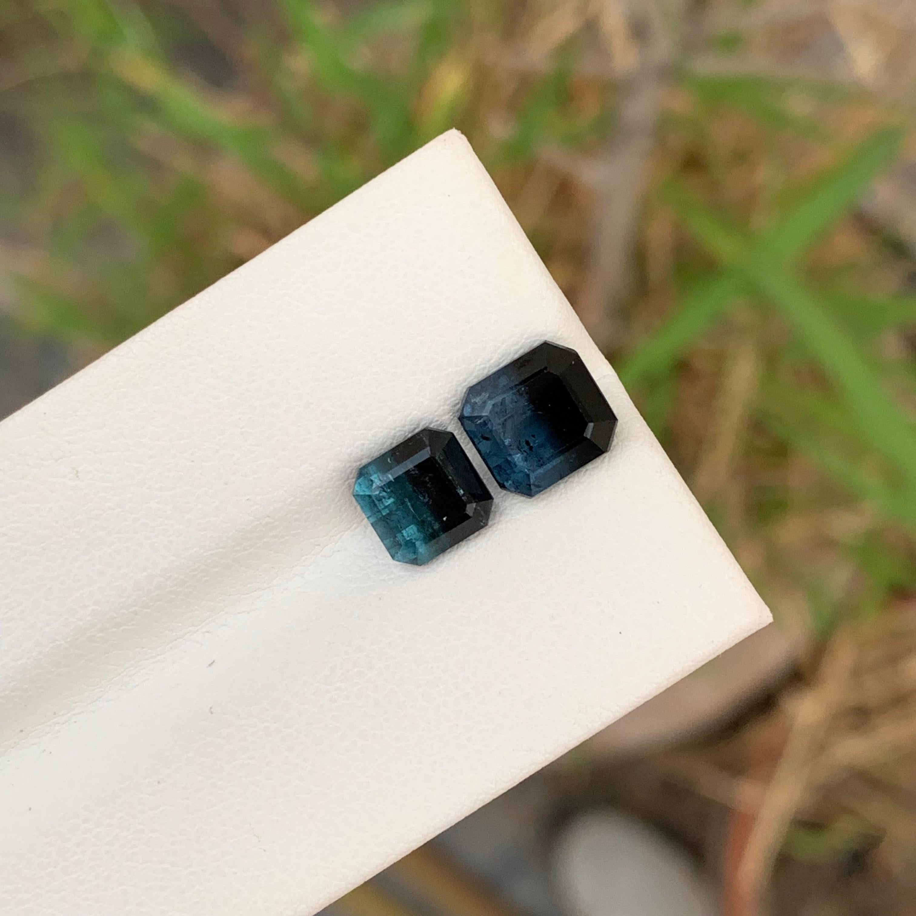 Taille émeraude 5.15 Carat Natural Loose Bi Colour Tourmaline Pieces Emerald Shape Gemstone (pierre précieuse en forme d'émeraude) en vente
