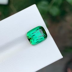 5.15 Carat Natural Loose Green Tourmaline Cushion Shape Gemstone