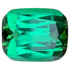 Gema natural suelta de turmalina verde de 5.15 quilates en forma de cojín