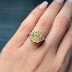 5.15 Carat Radiant Diamond Ring Fancy Yellow 14K White Gold