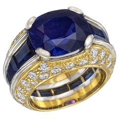5.15 Carat Sapphire and Diamond Cocktail Ring