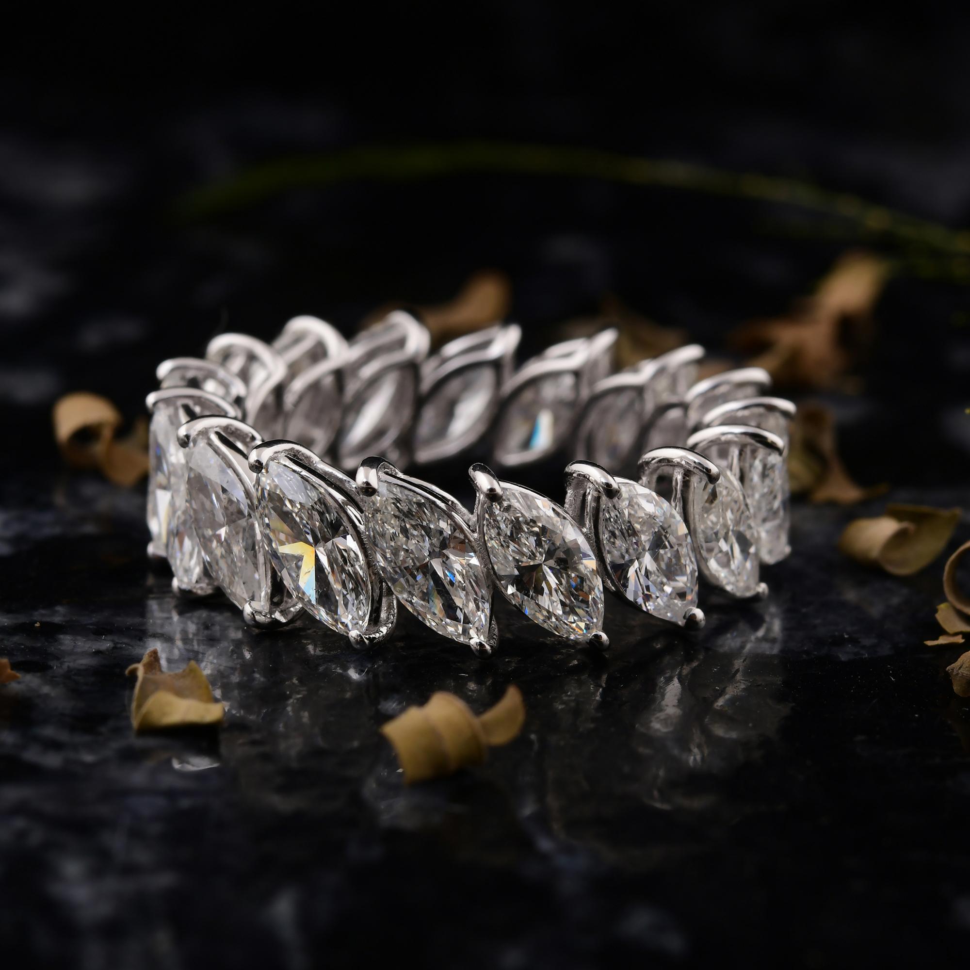 5.15 Carat SI/H Marquise Shape Diamond Band Ring 14 Karat White Gold Jewelry In New Condition For Sale In Diera, Dubai