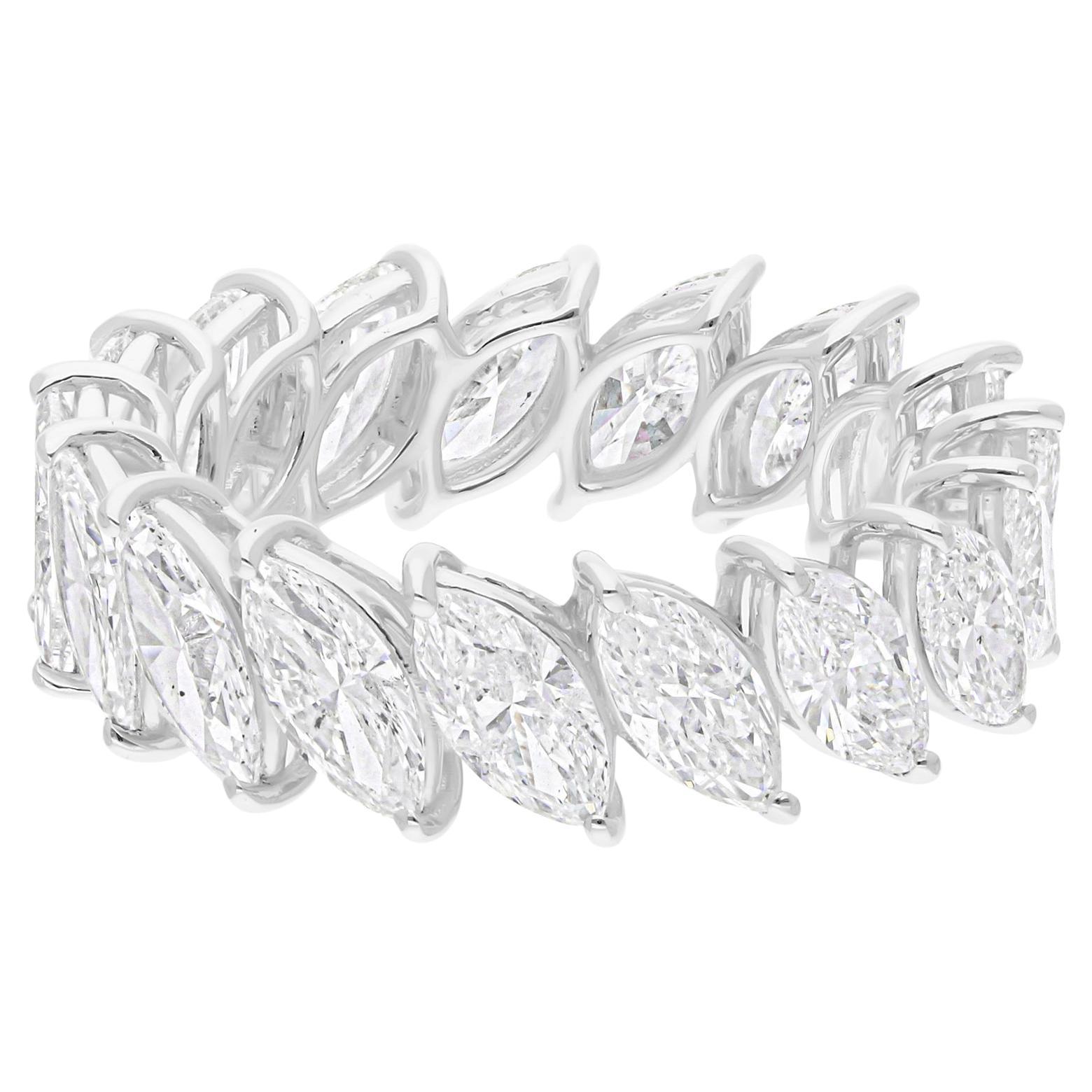5.15 Carat SI/H Marquise Shape Diamond Band Ring 14 Karat White Gold Jewelry