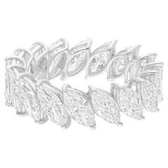 5.15 Carat SI/H Marquise Shape Diamond Band Ring 14 Karat White Gold Jewelry