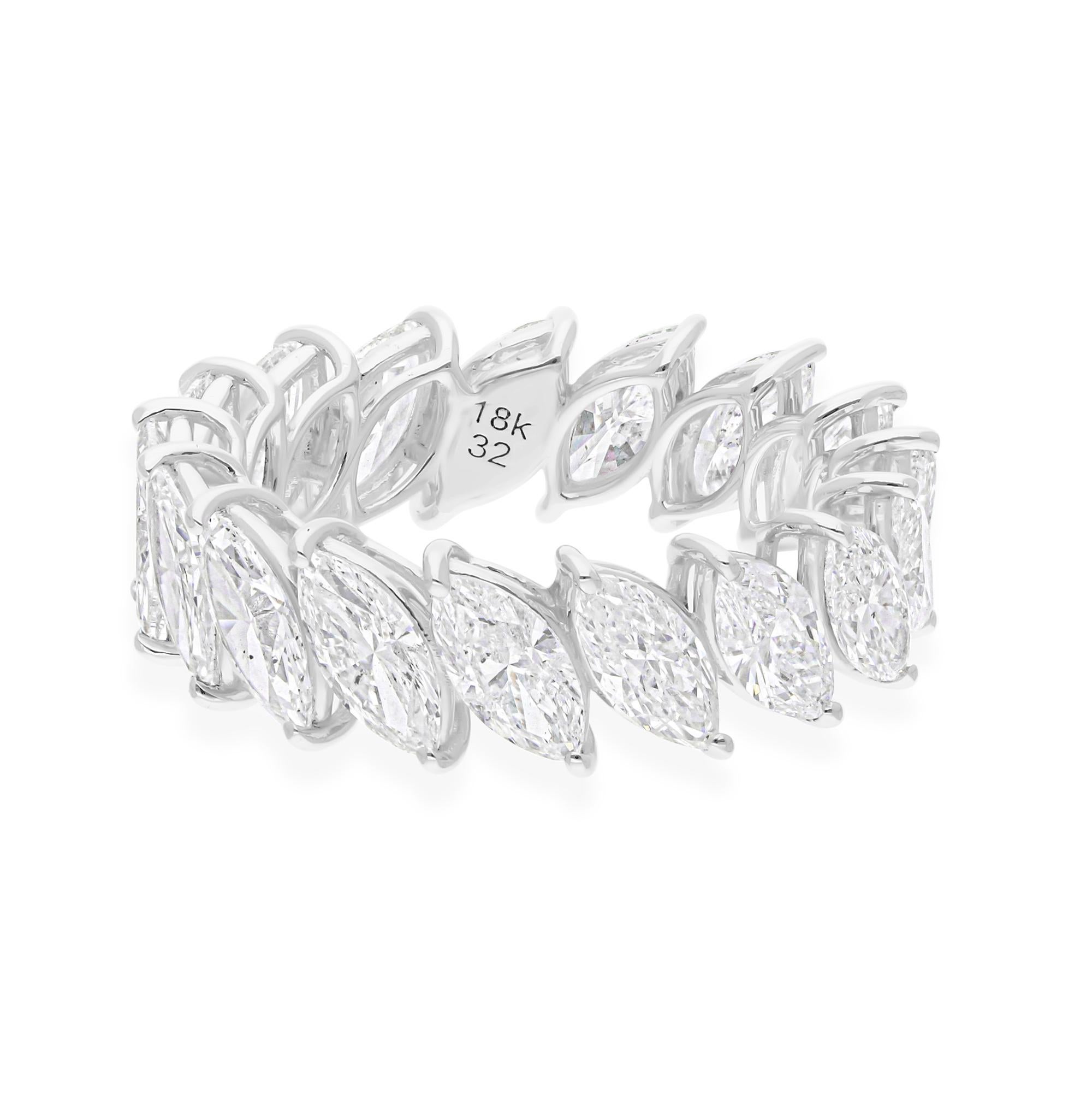 Modern 5.15 Carat SI/H Marquise Shape Diamond Band Ring 18 Karat White Gold Jewelry For Sale