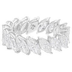 5.15 Carat SI/H Marquise Shape Diamond Band Ring 18 Karat White Gold Jewelry